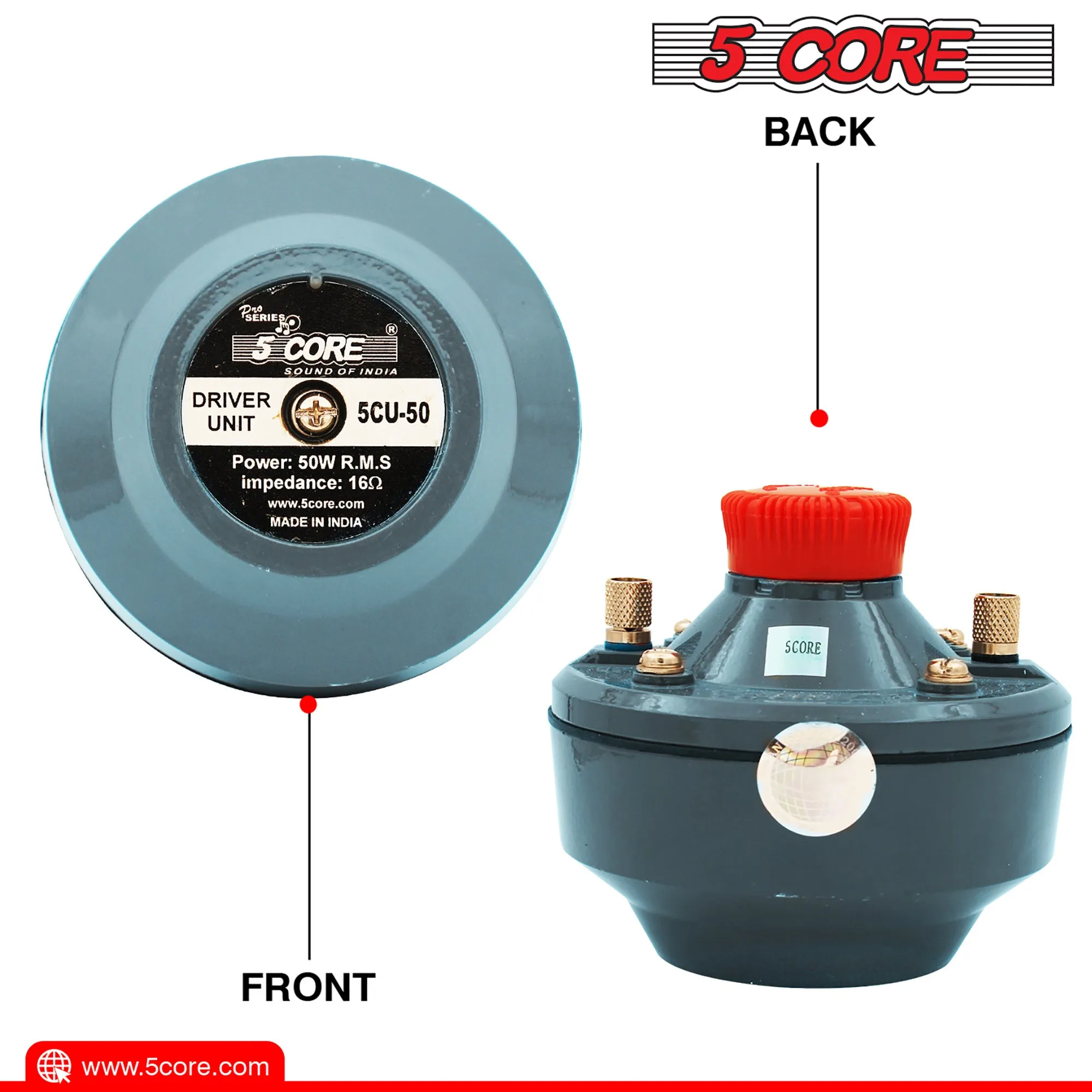 5 Core Compression Driver 500W Peak Aluminium Tweeter Diaphragm