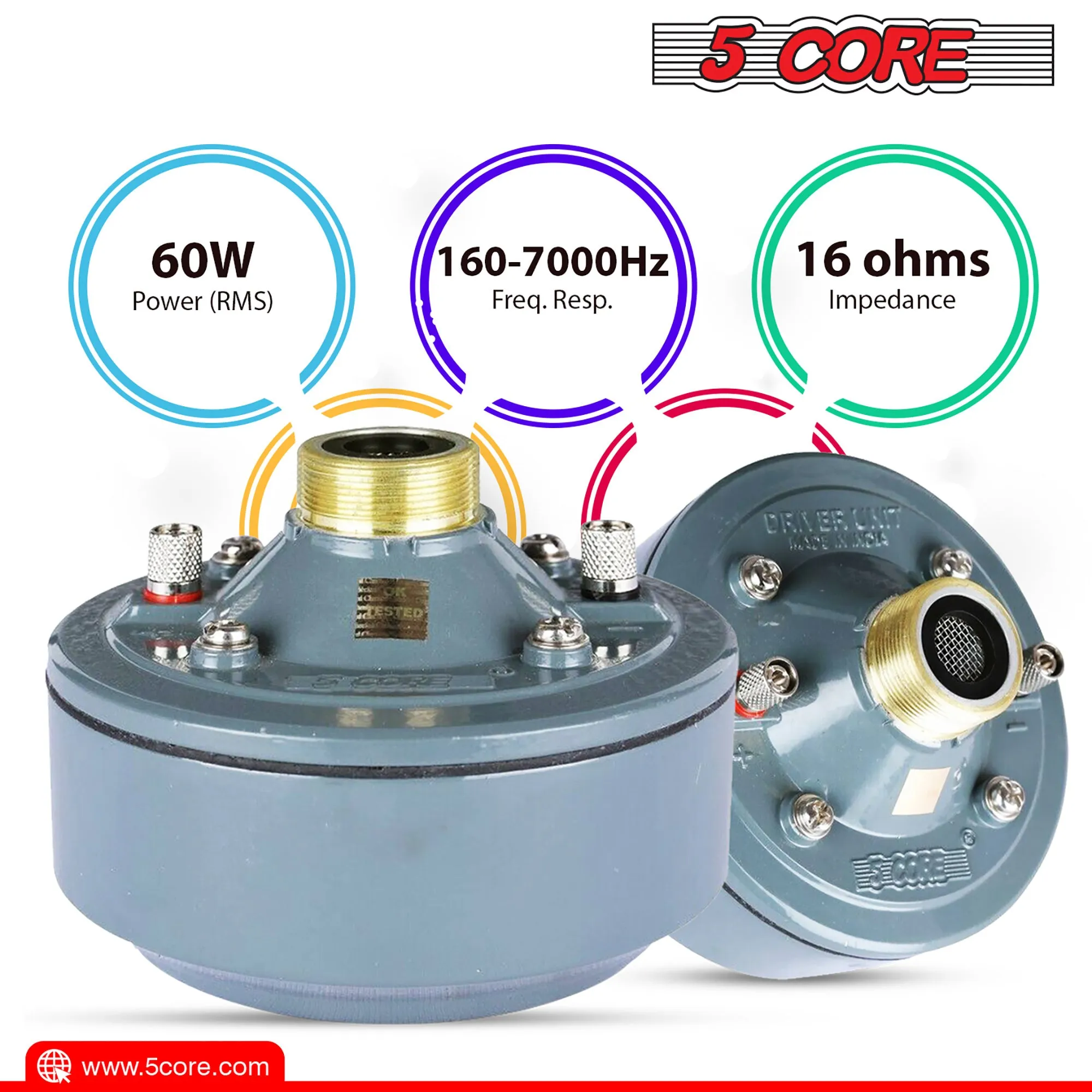 5 Core Compression Driver 600W Peak Aluminium Tweeter Diaphragm