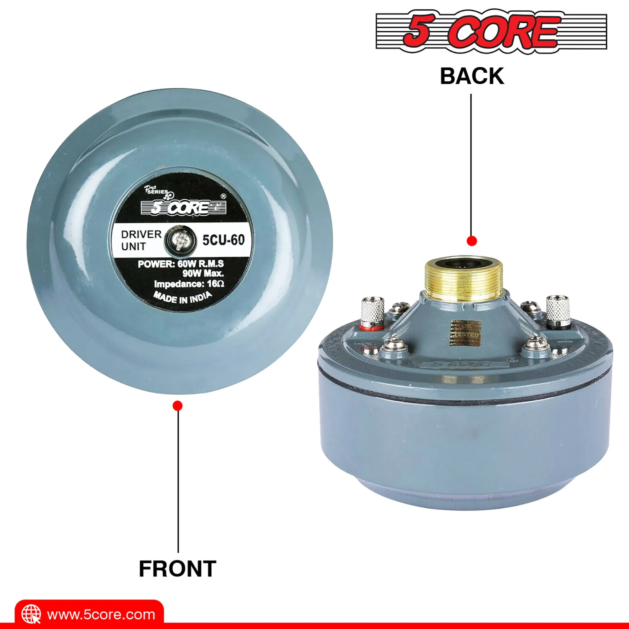 5 Core Compression Driver 600W Peak Aluminium Tweeter Diaphragm