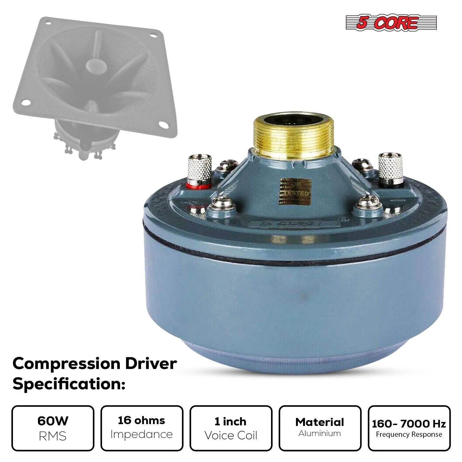 5 Core Compression Driver 600W Peak Aluminium Tweeter Diaphragm
