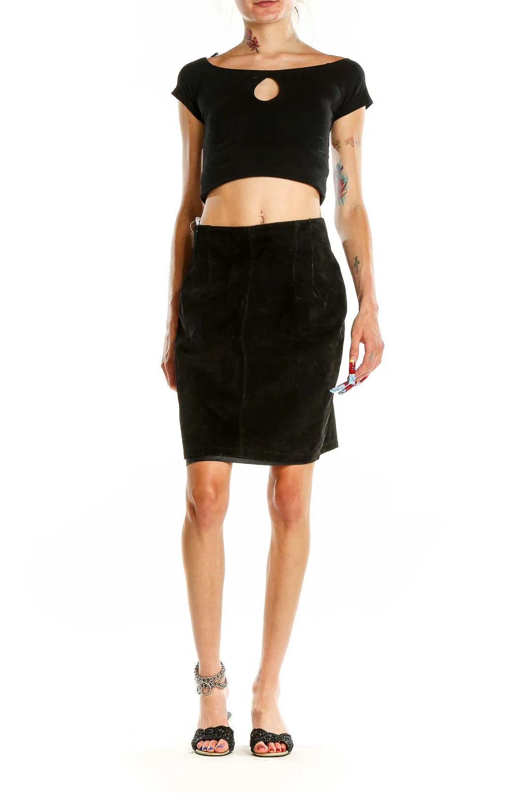 Black Suede Pencil Skirt