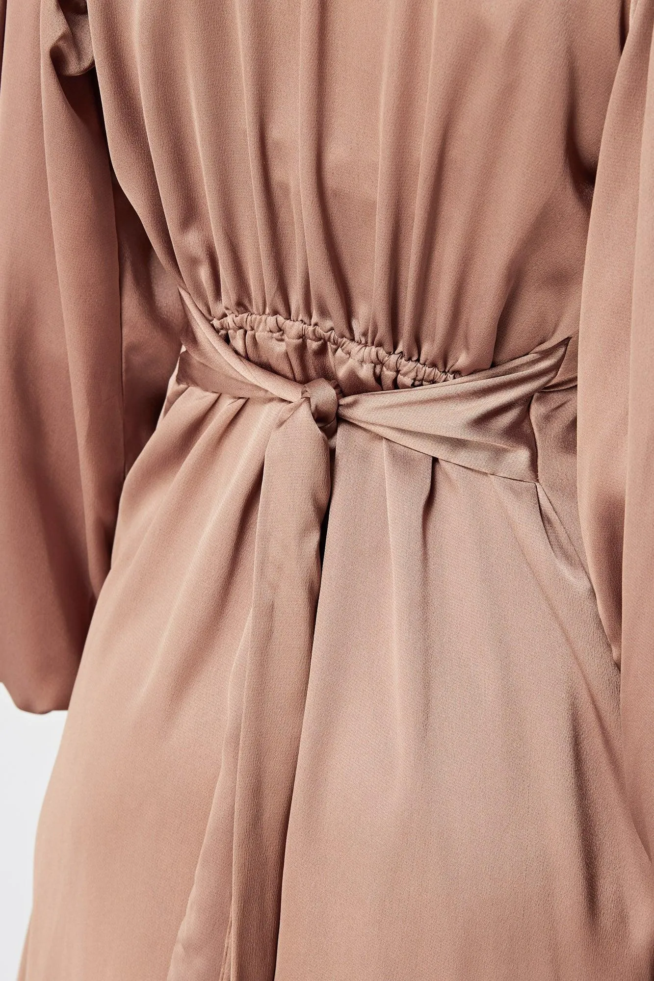 Calissa Brown Satin-feel Folded Body Midaxi Dress