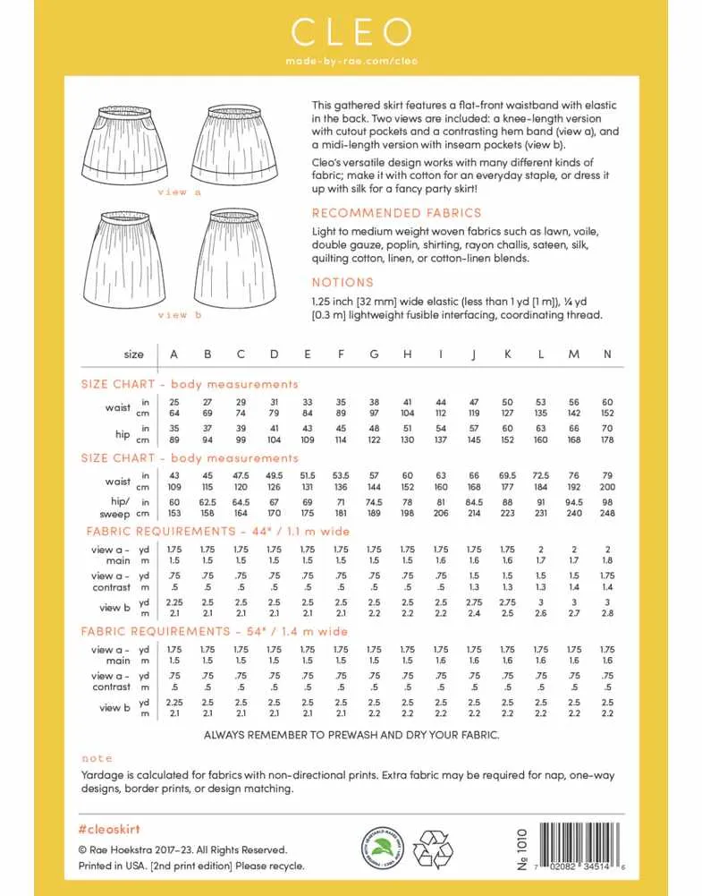 Cleo Skirt Sewing Pattern, Made by Rae