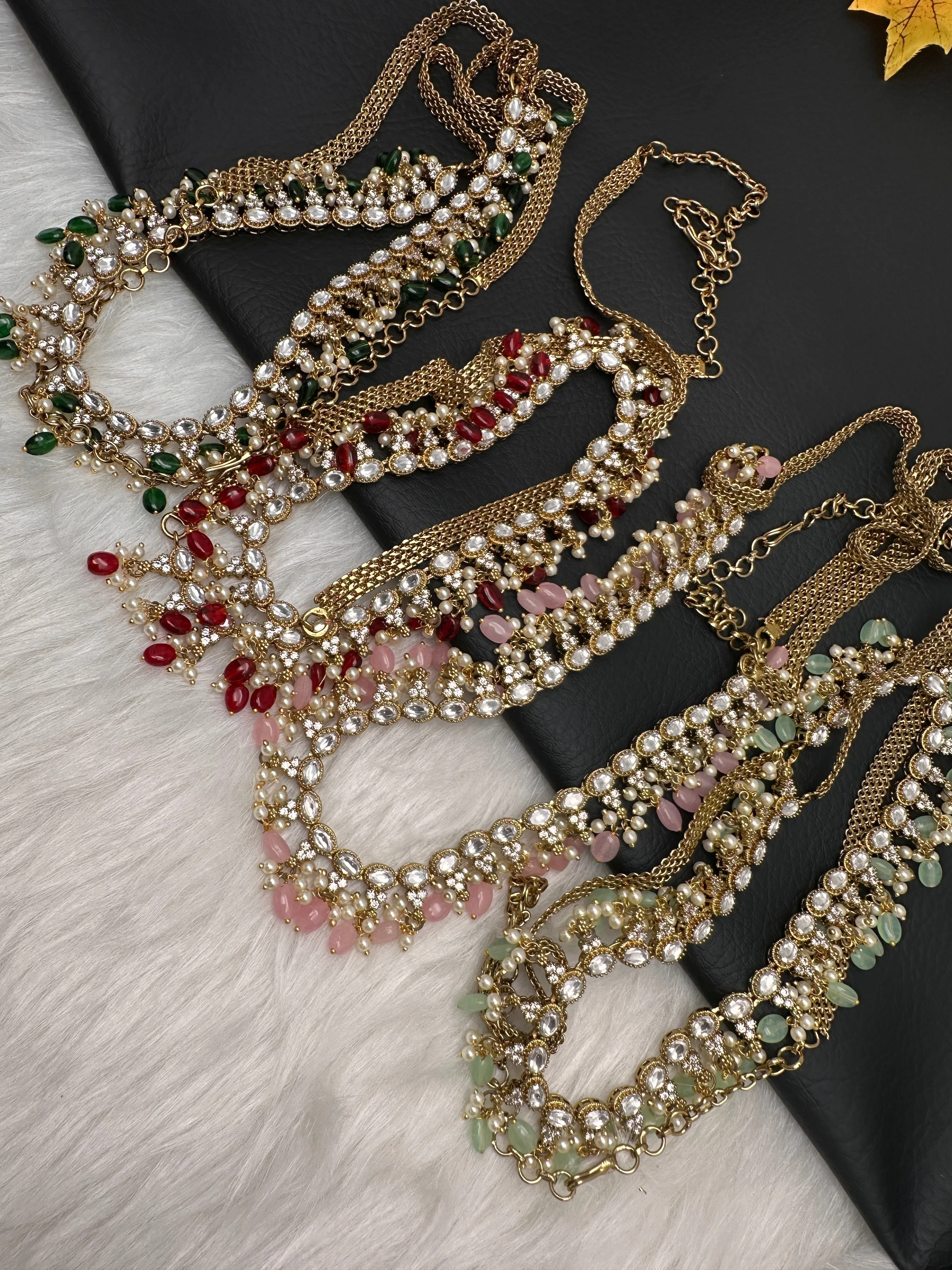 CZ Color Beads Sleek Kamarband Hip Belt