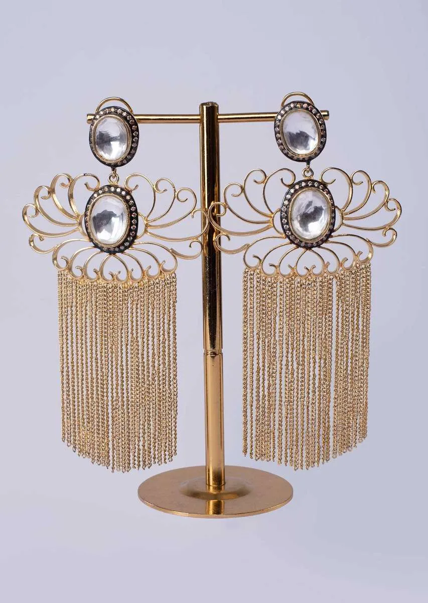 Filigree Style Earring With Sleek Tassel Online - Kalki Fashion