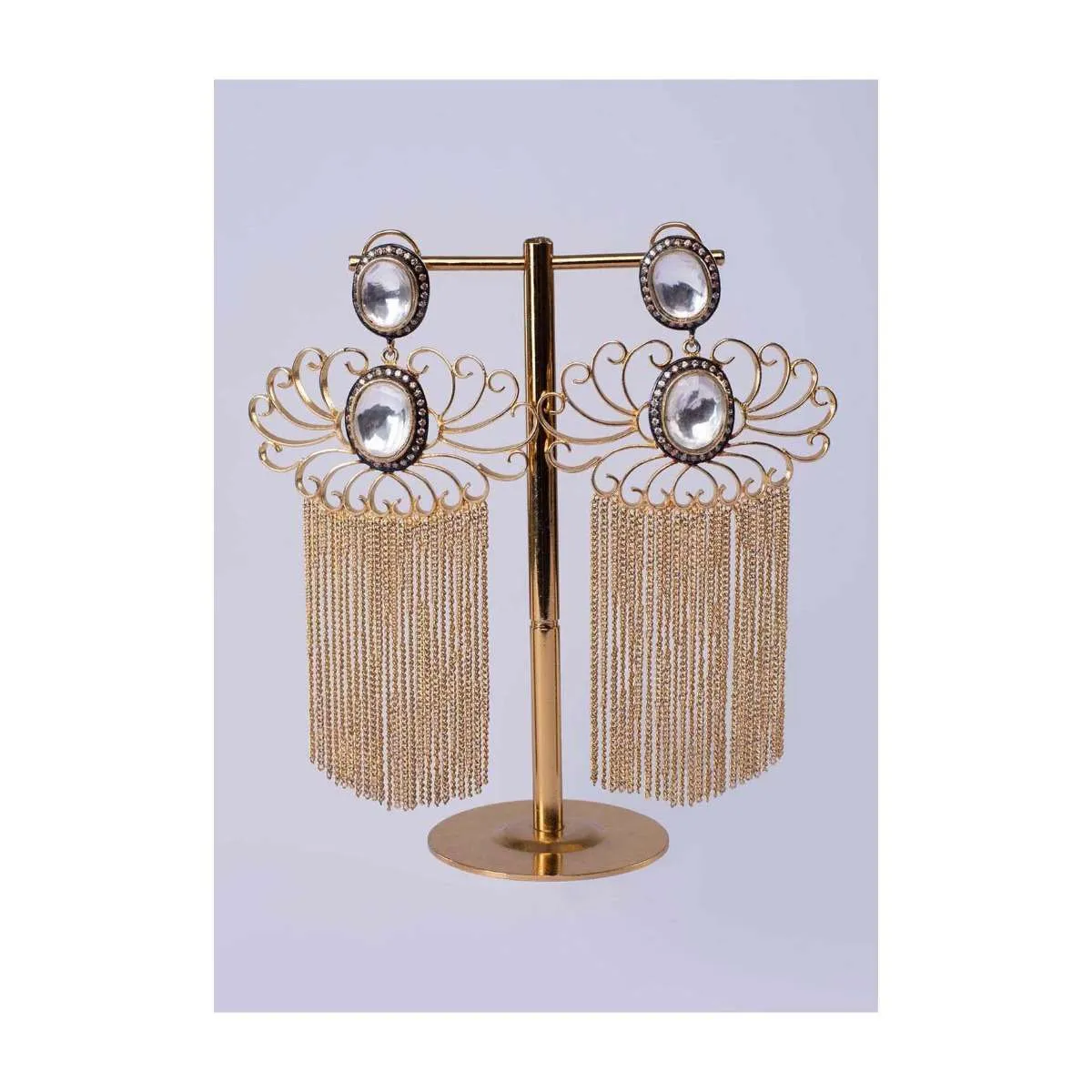 Filigree Style Earring With Sleek Tassel Online - Kalki Fashion