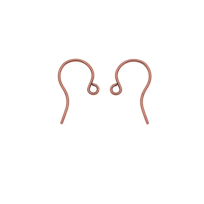 Genuine Antiqued Copper Sleek Small Earring Hooks (25 Pairs)