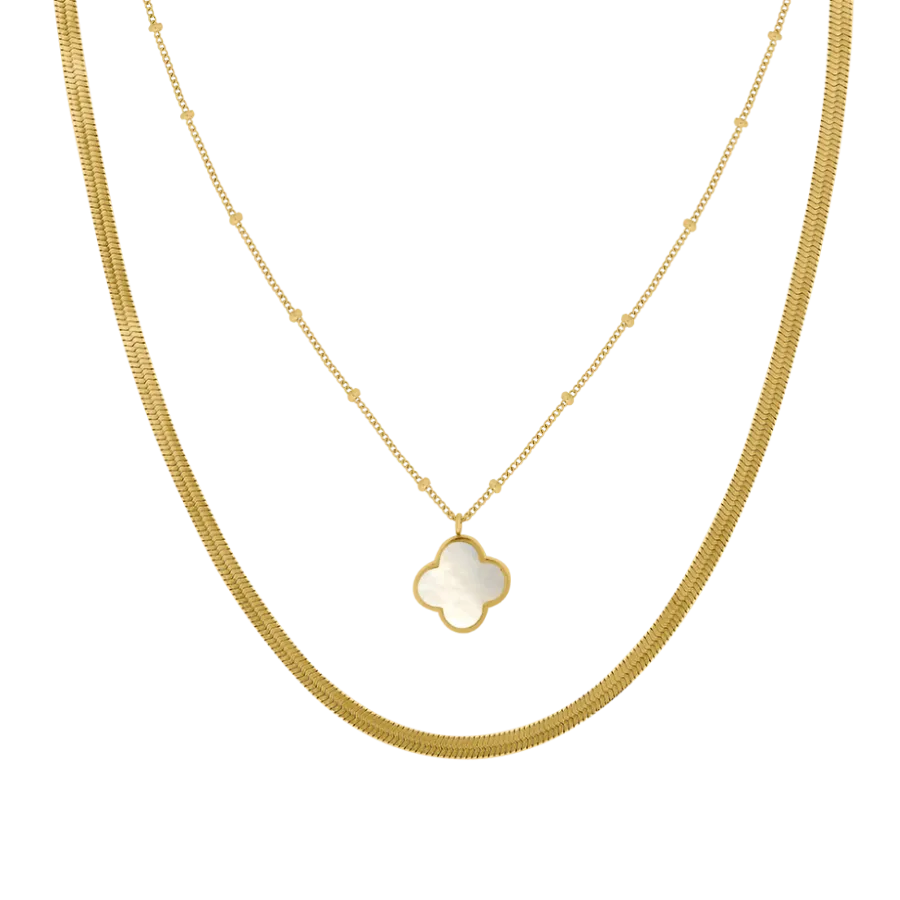 Lucky Leaf Sleek Ketten Set 14K Vergoldet