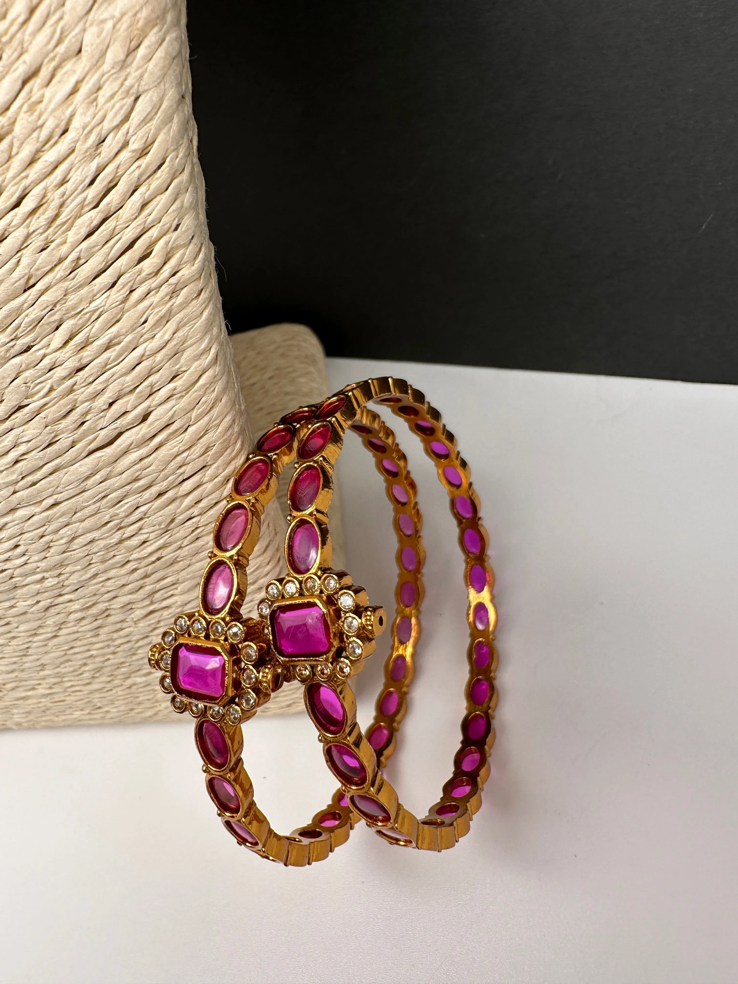 Matte Red Sleek Kempu Traditional Bangles