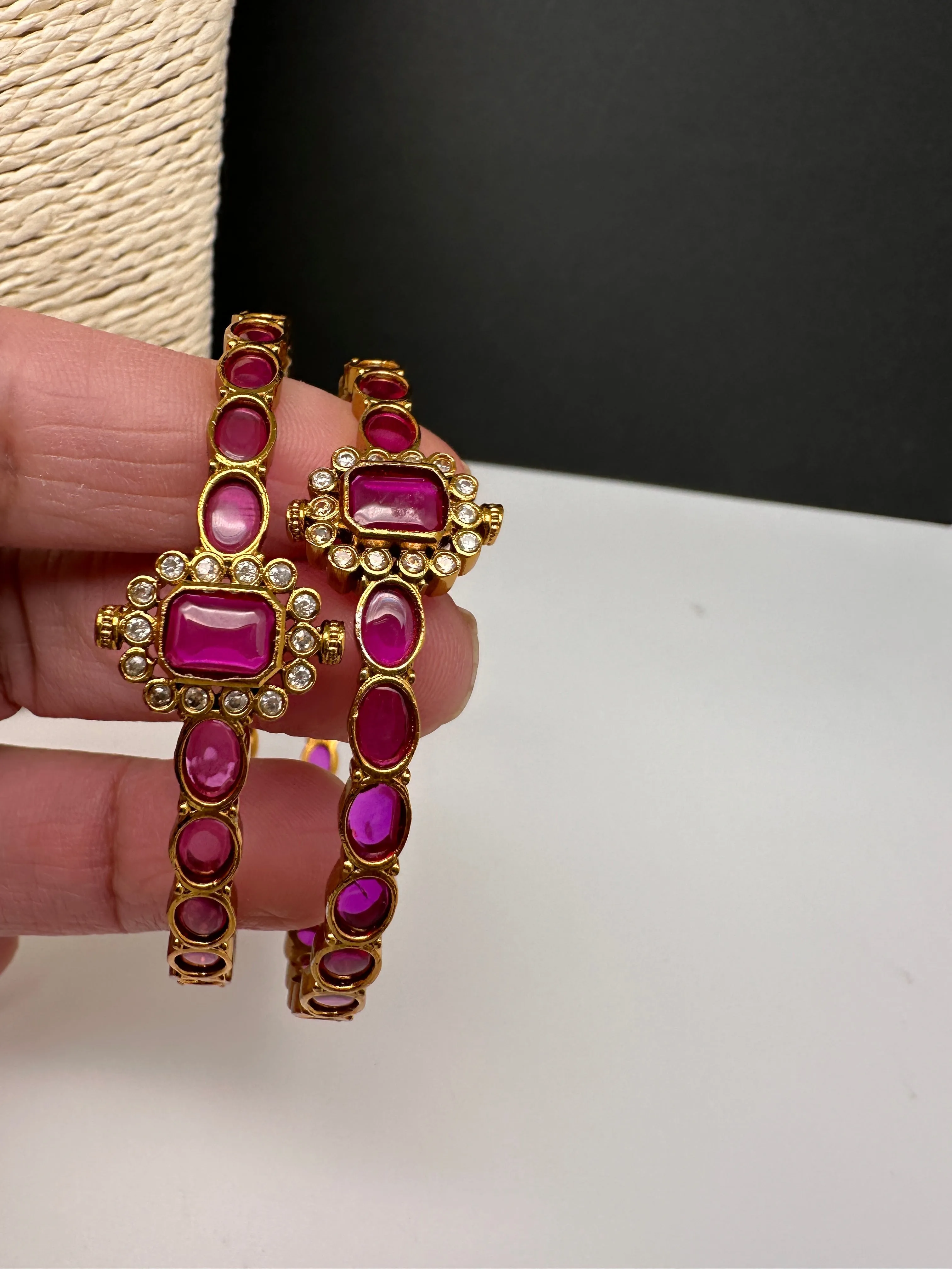 Matte Red Sleek Kempu Traditional Bangles