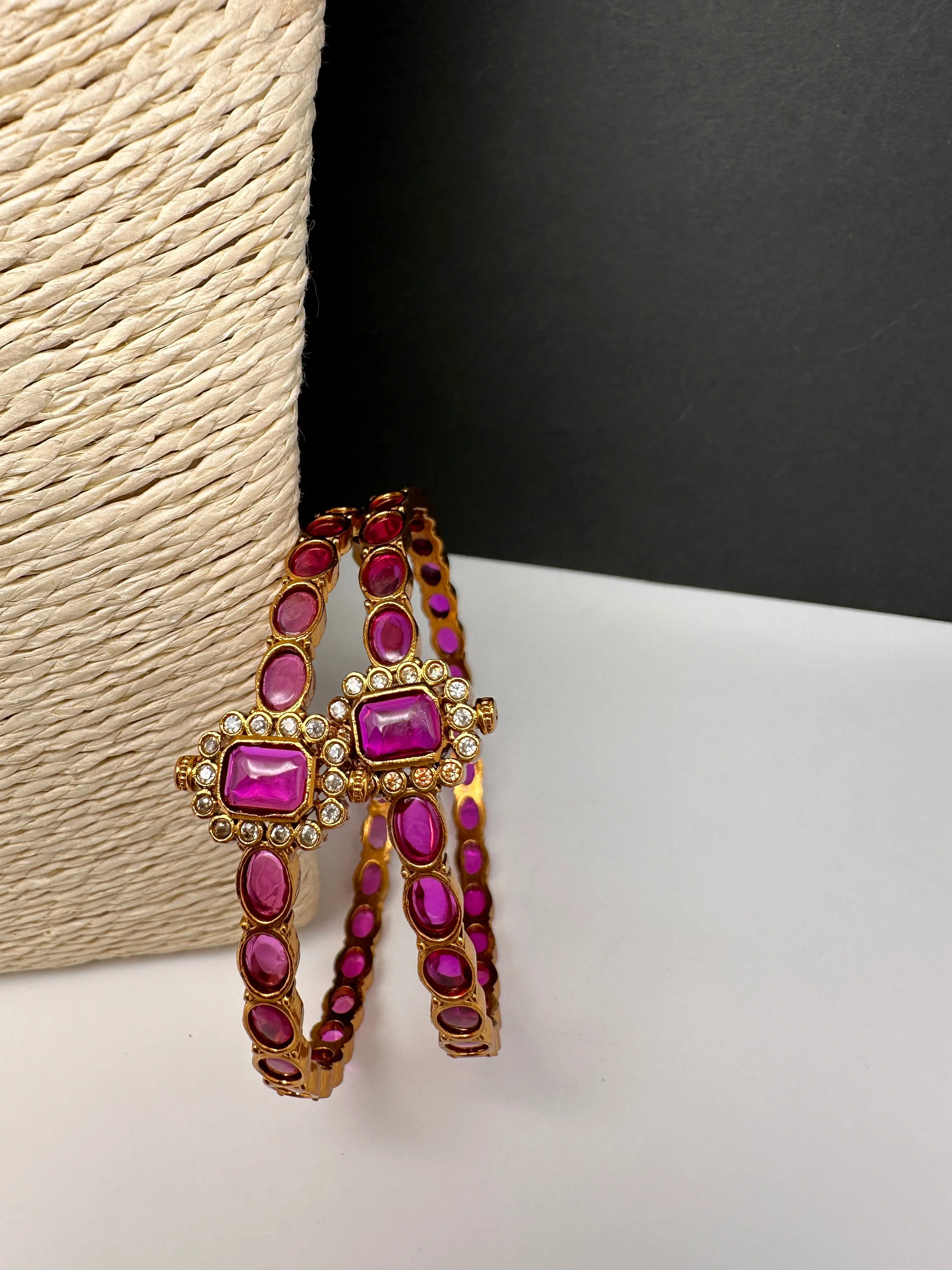 Matte Red Sleek Kempu Traditional Bangles