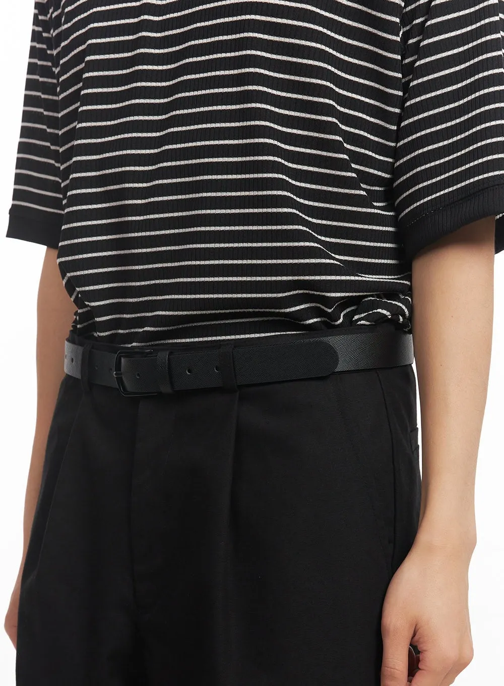Men's Sleek Black Belt IA518
