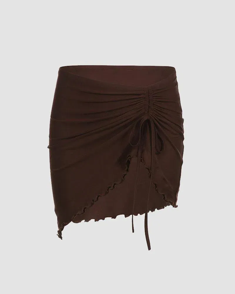 Milène – Ruched design – Asymmetrical mini skirt