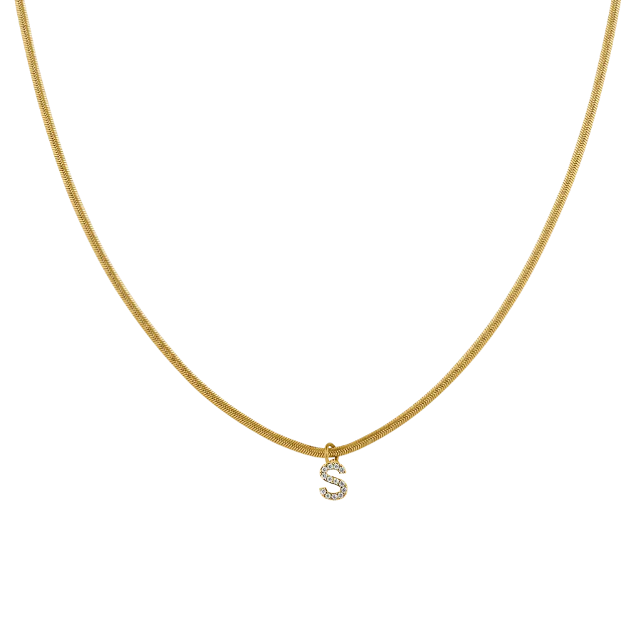 Mini Sleek Letter Kette 14K Vergoldet