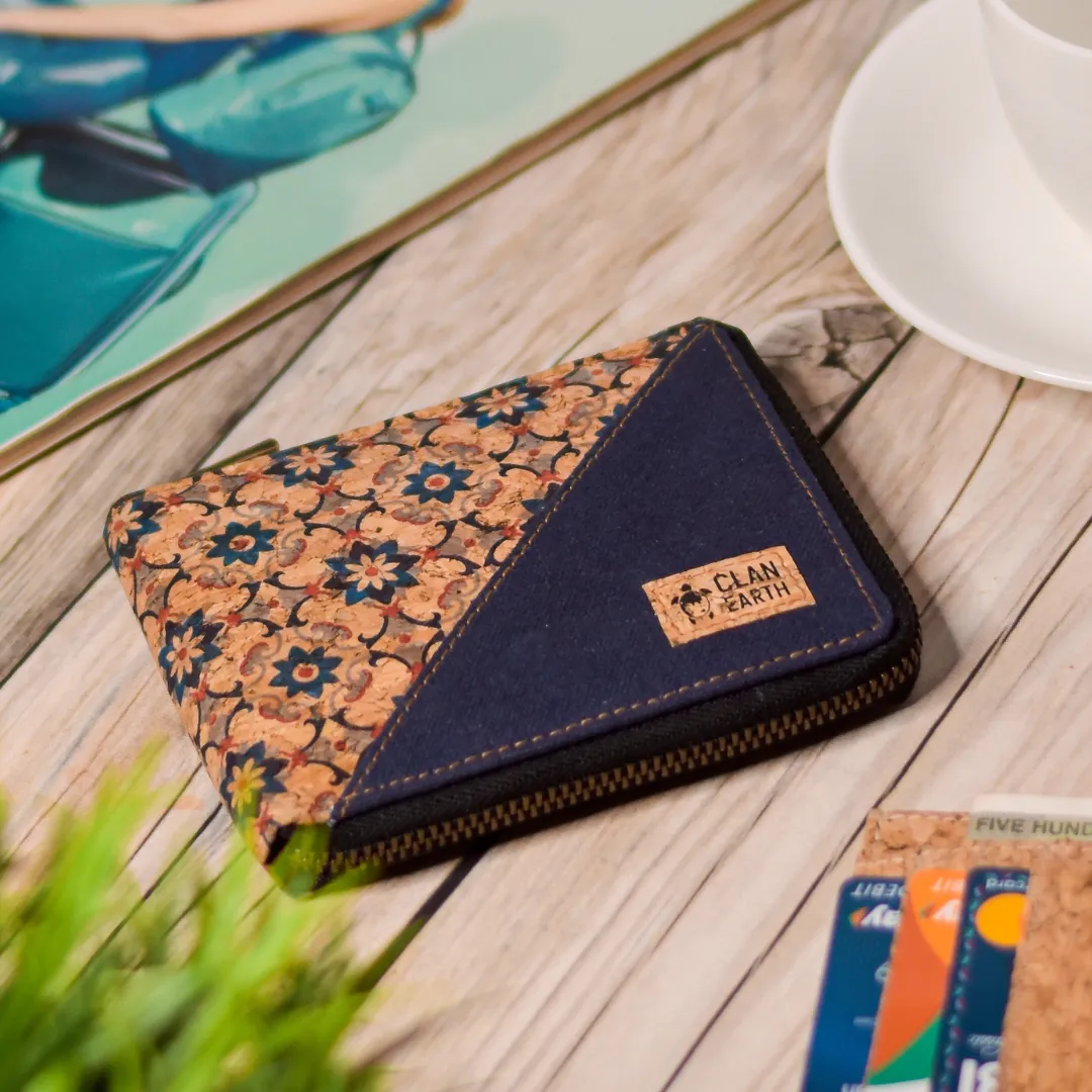 Printed Kiwi Zip Wallet | Cork | Sleek Design | Unisex | Multiple Sections