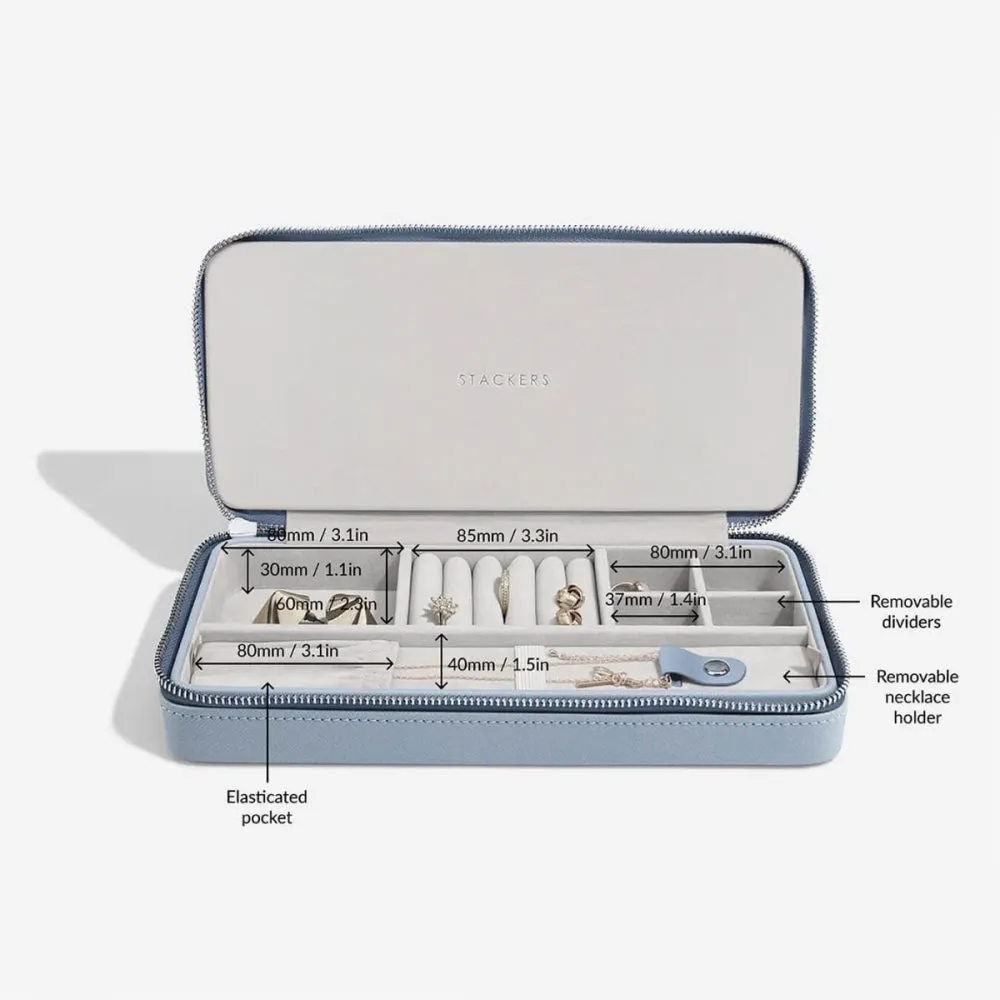 Sleek Jewellery Box, Zipped - Dusky Blue - 74548