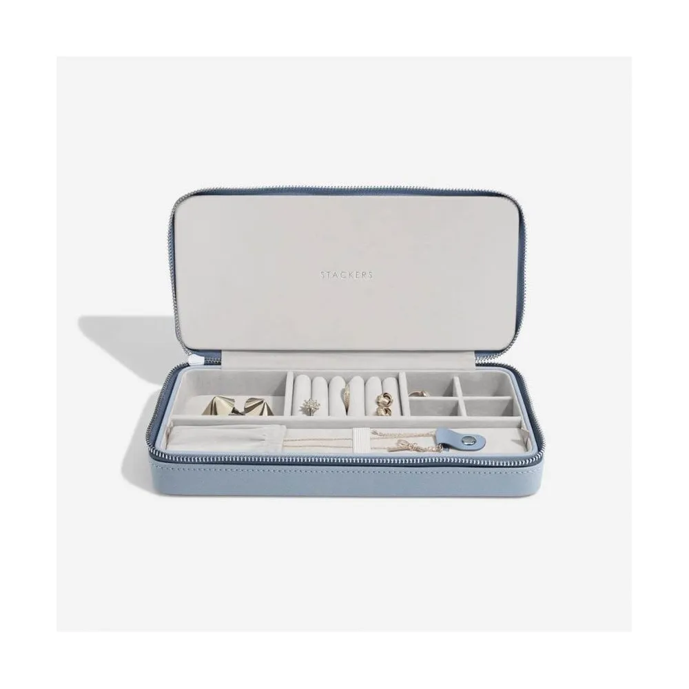 Sleek Jewellery Box, Zipped - Dusky Blue - 74548