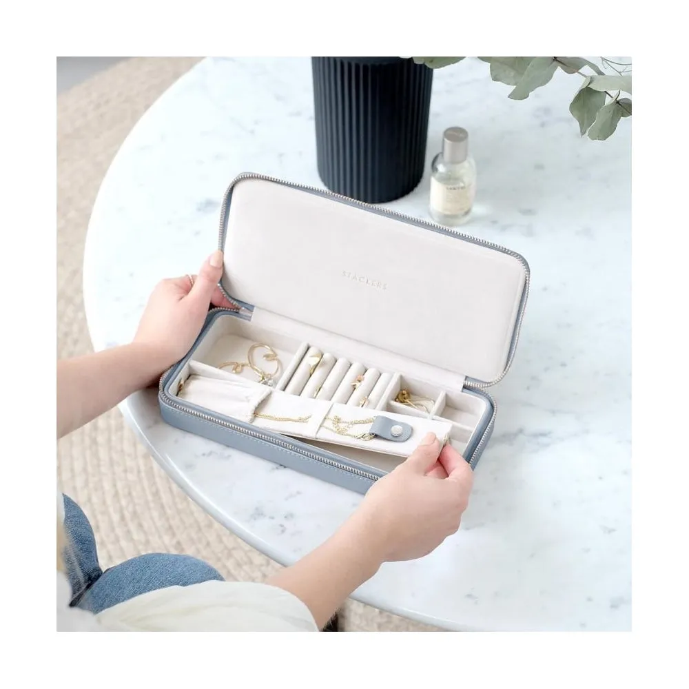 Sleek Jewellery Box, Zipped - Dusky Blue - 74548