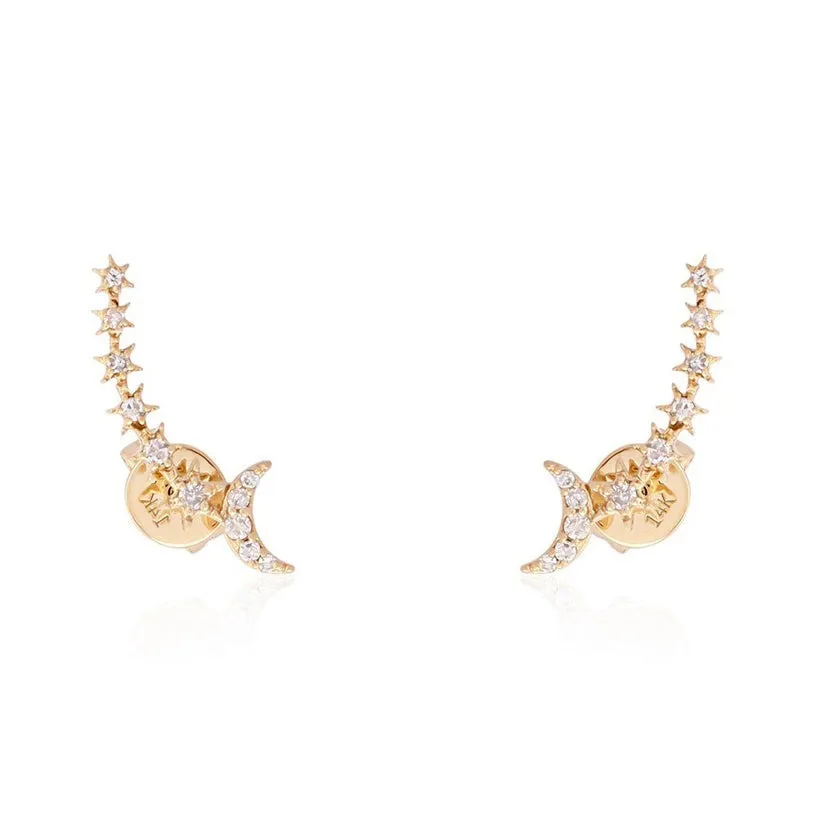 Sleek Radiance Diamond Climber Earrings