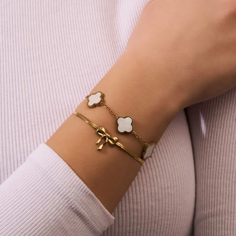 Sleek Ribbon Armband 14K Vergoldet