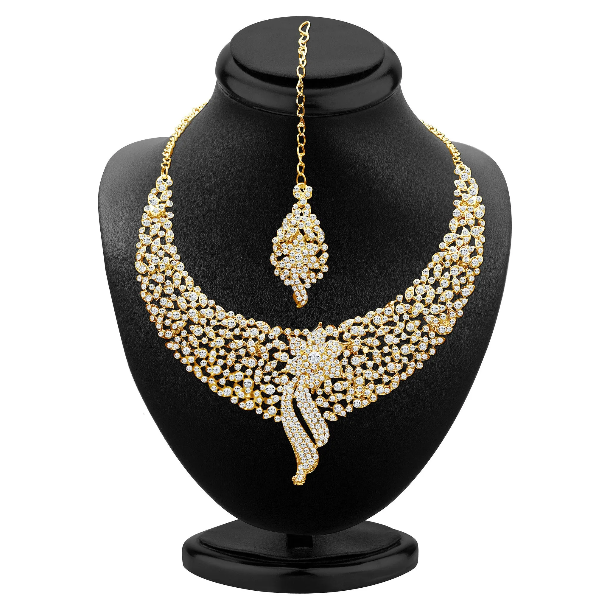 Sukkhi Sleek Gold plated AD Stone Necklace Set