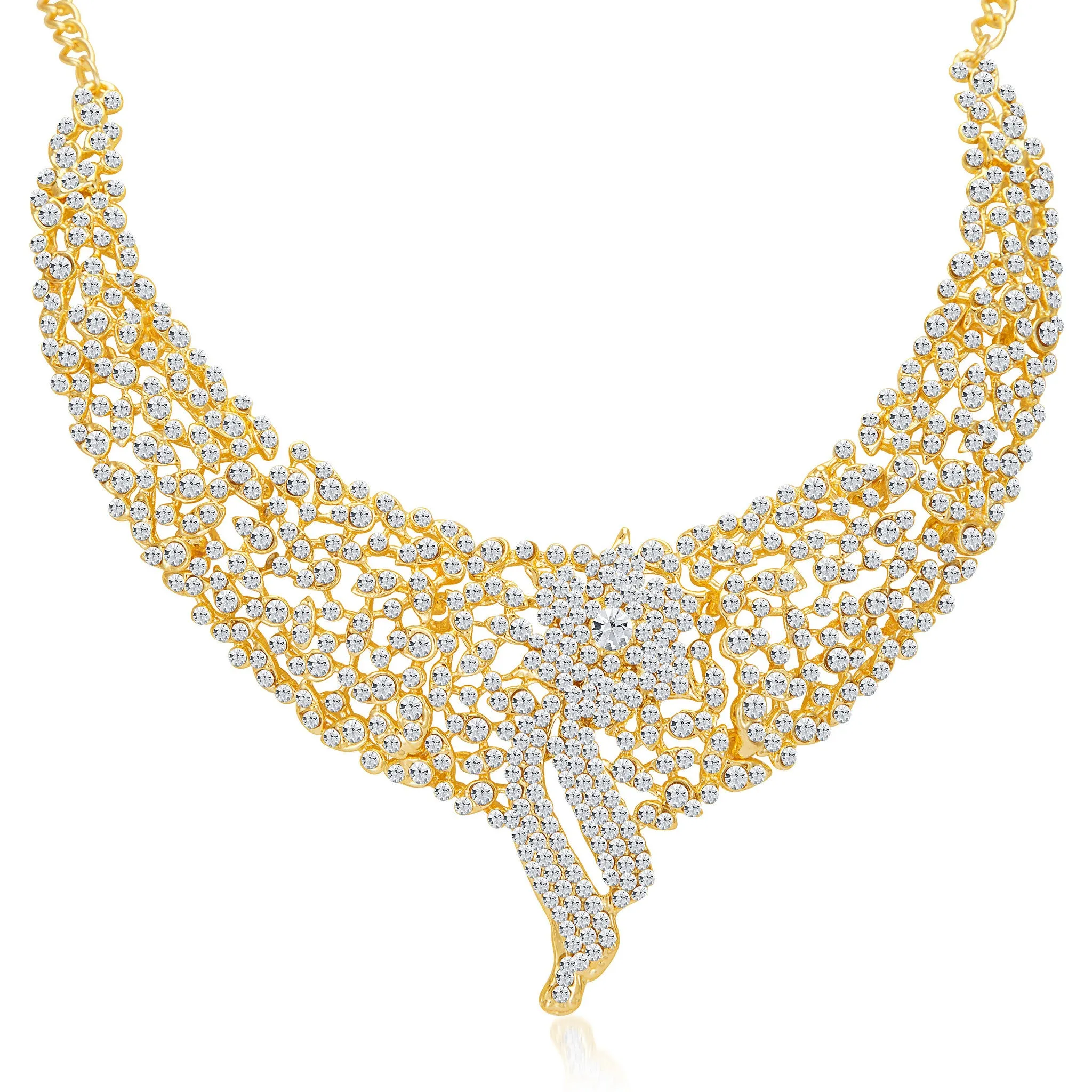 Sukkhi Sleek Gold plated AD Stone Necklace Set