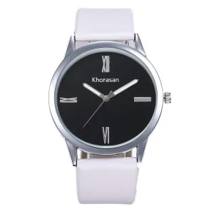W257 White Band Black Face Sleek Quartz Watch