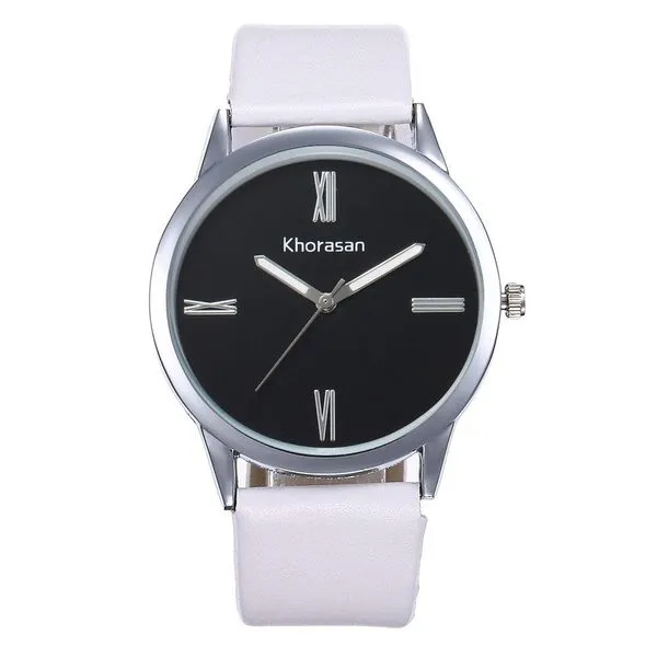 W257 White Band Black Face Sleek Quartz Watch