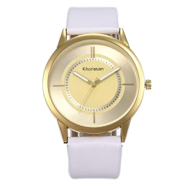 W258 White Band Gold Face Sleek Quartz Watch