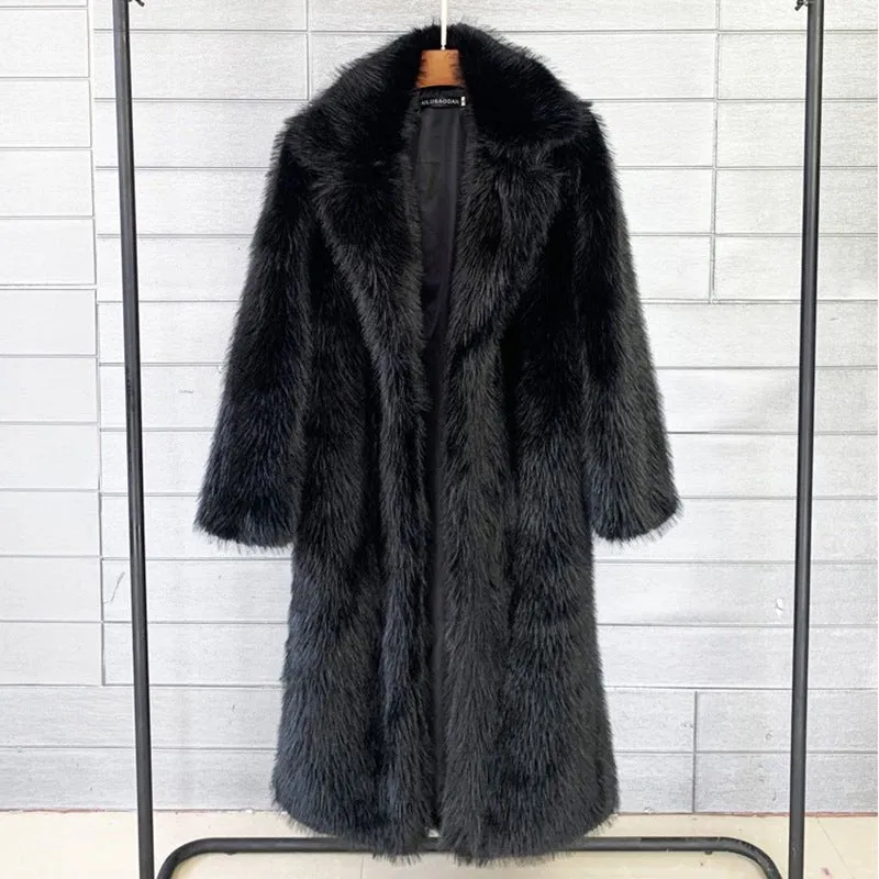 Women's long Toka faux fur suit collar coat faux fur faux fur jacket