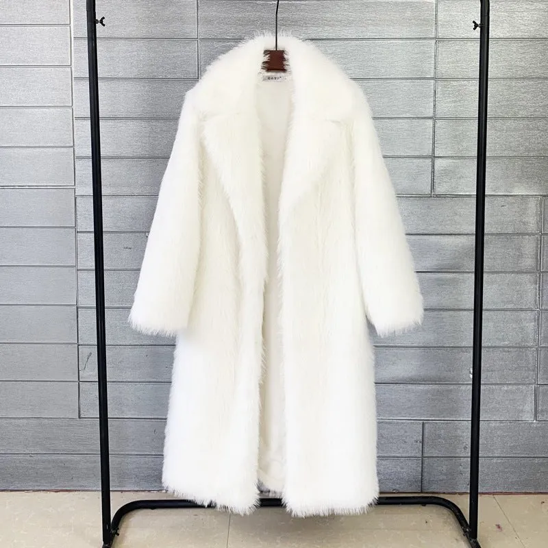 Women's long Toka faux fur suit collar coat faux fur faux fur jacket