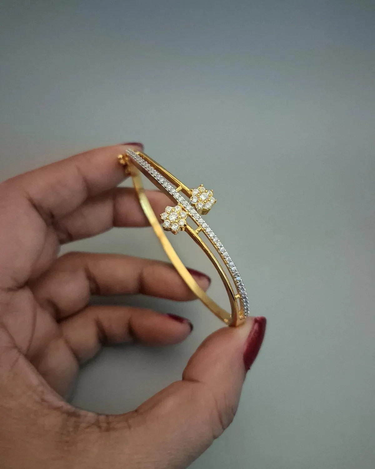 Zevarly Anjali Sleek AD Ganga Jamuna Adjustable Bracelet