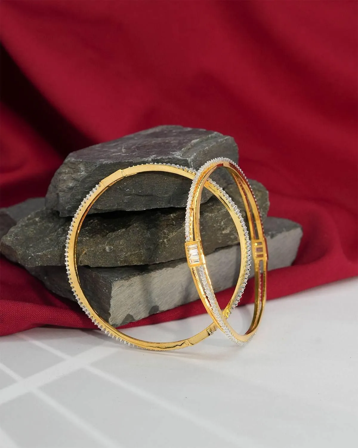 Zevarly Chitra Sleek Stylish Star CZ Bangles