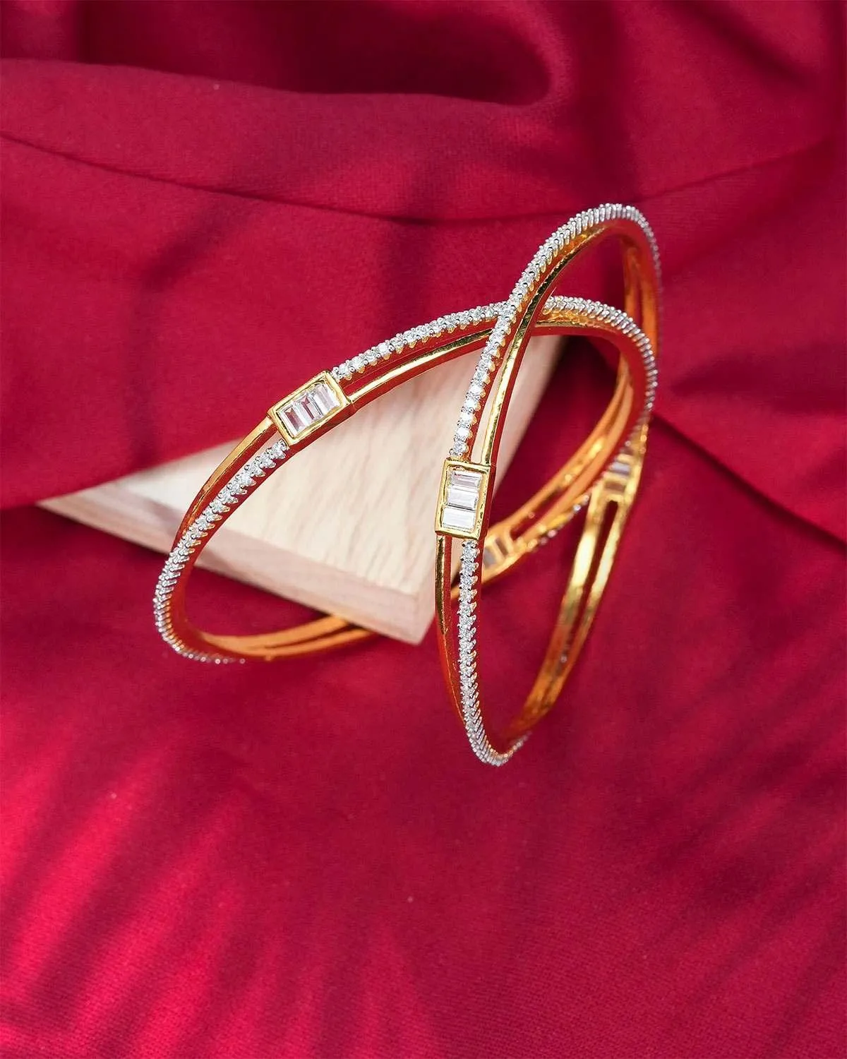 Zevarly Chitra Sleek Stylish Star CZ Bangles