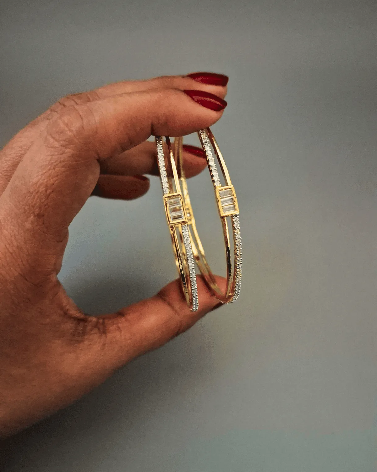 Zevarly Chitra Sleek Stylish Star CZ Bangles